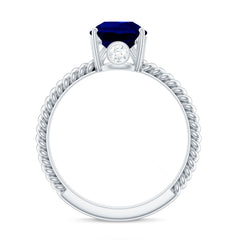 Certified 3 Carat Lab Grown Blue Sapphire Pear Shaped Engagement Ring