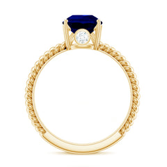 Certified 3 Carat Lab Grown Blue Sapphire Pear Shaped Engagement Ring