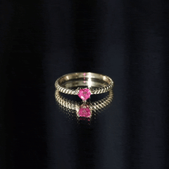 Real Half Carat Ruby Heart Promise Ring with Twisted Rope