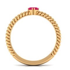 Real Half Carat Ruby Heart Promise Ring with Twisted Rope