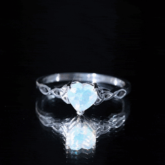 Certified 8 mm Ethiopian Opal Heart Engagement Ring with Celtic Knot
