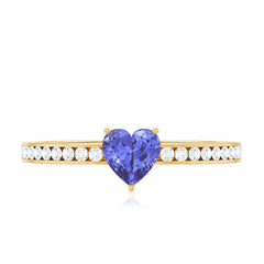 Natural Tanzanite Heart Promise Ring with Diamond