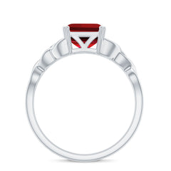 Certified 4.8 Carat Lab Grown Ruby Asscher Cut Engagement Ring with Celtic Knot