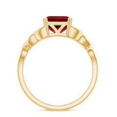 Certified 4.8 Carat Lab Grown Ruby Asscher Cut Engagement Ring with Celtic Knot