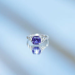 Certified 4 Carat Asscher Cut Lab Created Blue Sapphire Celtic Knot Engagement Ring