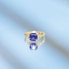 Certified 4 Carat Asscher Cut Lab Created Blue Sapphire Celtic Knot Engagement Ring