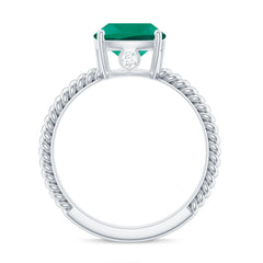 Certified 8 mm Cushion Cut Lab Grown Emerald Ring for Engagement