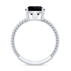 Solitaire Ring with Cushion Cut Created Black Diamond and Surprise Diamond