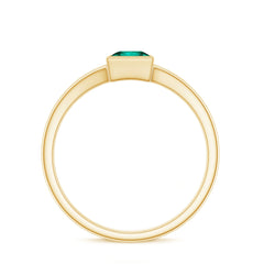 5mm Princess Cut Lab Grown Emerald Solitaire Ring with Split Shank