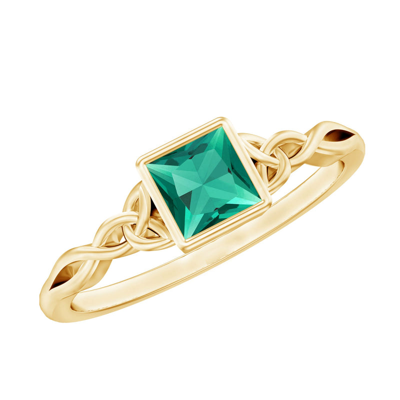 Certified Princess Cut Lab Grown Emerald Celtic Promise Ring