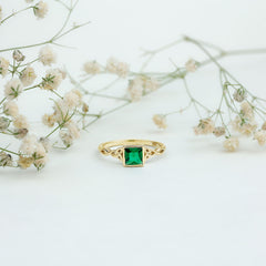 Certified Princess Cut Lab Grown Emerald Celtic Promise Ring