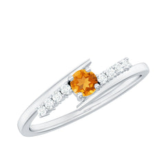 Natural Citrine Promise Ring with Diamond Bypass Shank
