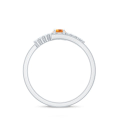 Natural Citrine Promise Ring with Diamond Bypass Shank