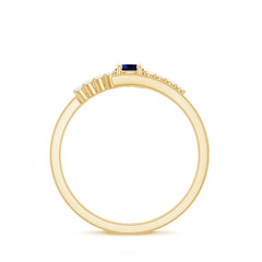 Certified 0.6 Ct Lab Grown Blue Sapphire Promise Ring with Diamond