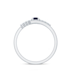 Minimal Round Blue Sapphire and Diamond Bypass Promise Ring