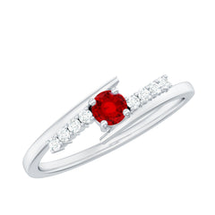 Lab Created Ruby and Diamond Promise Ring in Bypass Shank