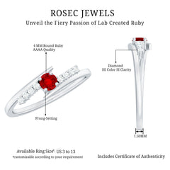 Lab Created Ruby and Diamond Promise Ring in Bypass Shank