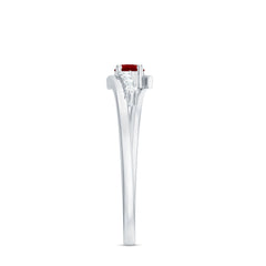 Lab Created Ruby and Diamond Promise Ring in Bypass Shank