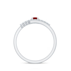 Lab Created Ruby and Diamond Promise Ring in Bypass Shank
