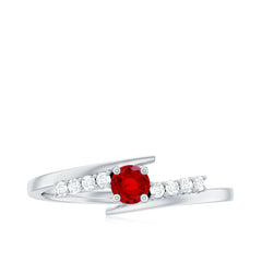 Lab Created Ruby and Diamond Promise Ring in Bypass Shank