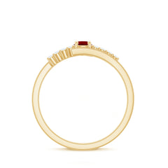 Lab Created Ruby and Diamond Promise Ring in Bypass Shank