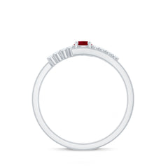 Natural Ruby Promise Ring with Diamond Bypass Shank