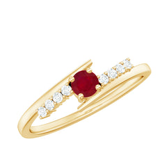 Natural Ruby Promise Ring with Diamond Bypass Shank