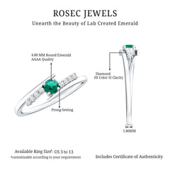 Certified Lab Grown Emerald Diamond Simple Promise Ring with Bypass Shank