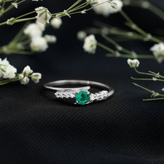 Certified Lab Grown Emerald Diamond Simple Promise Ring with Bypass Shank