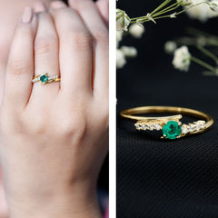 Certified Lab Grown Emerald Diamond Simple Promise Ring with Bypass Shank