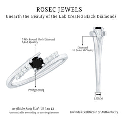 Minimal Round Created Black Diamond and Diamond Bypass Promise Ring