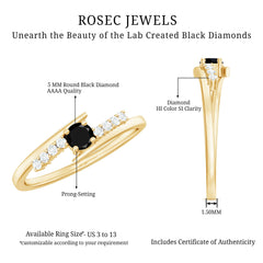 Minimal Round Created Black Diamond and Diamond Bypass Promise Ring