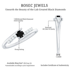 Minimal Lab Created Black Diamond and Diamond Bypass Promise Ring