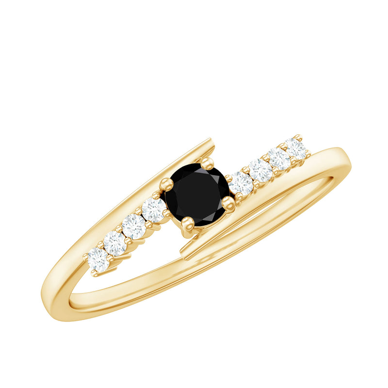 Minimal Lab Created Black Diamond and Diamond Bypass Promise Ring