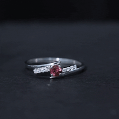 Minimal Pink Tourmaline and Diamond Bypass Promise Ring