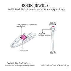 Minimal Pink Tourmaline and Diamond Bypass Promise Ring