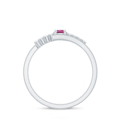 Minimal Pink Tourmaline and Diamond Bypass Promise Ring