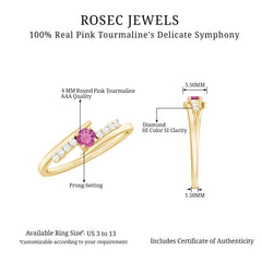 Minimal Pink Tourmaline and Diamond Bypass Promise Ring