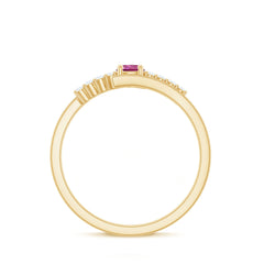 Minimal Pink Tourmaline and Diamond Bypass Promise Ring
