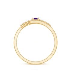 0.25 CT Amethyst Minimal Ring Diamond Bypass Shank