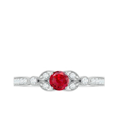 Lab-Lab Grown Ruby and Diamond Minimal Promise Ring