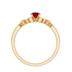 Lab-Lab Grown Ruby and Diamond Minimal Promise Ring