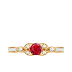 Lab-Lab Grown Ruby and Diamond Minimal Promise Ring