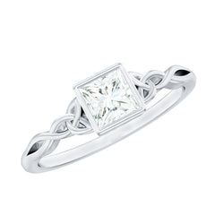 Princess Cut Moissanite Promise Ring in Bezel Setting