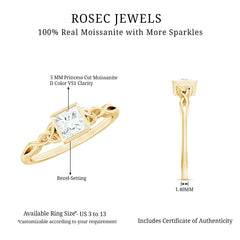 Princess Cut Moissanite Promise Ring in Bezel Setting