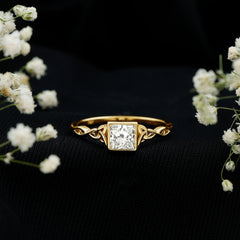 Princess Cut Moissanite Promise Ring in Bezel Setting