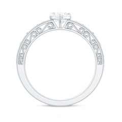 Heart Shape Solitaire Moissanite Filigree Engagement Ring