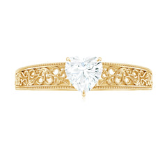 Heart Shape Solitaire Moissanite Filigree Engagement Ring