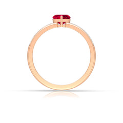 Genuine 0.6 Carat Ruby Heart Engagement Ring with Diamond