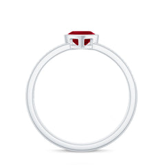 Genuine 0.6 Carat Ruby Heart Engagement Ring with Diamond